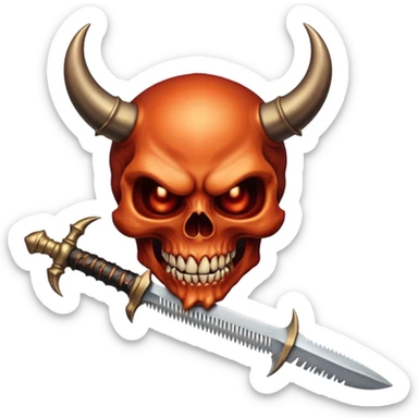 Devil skull biting a dagger sticker
