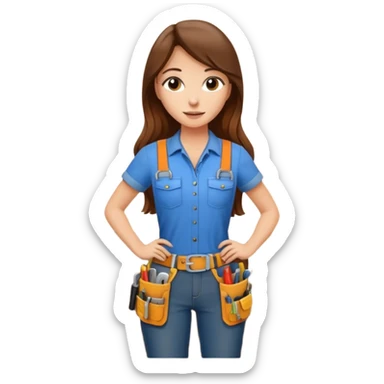 beautiful girl with long brown hair constructing new lounge room area with flat screen tv and couch sticker