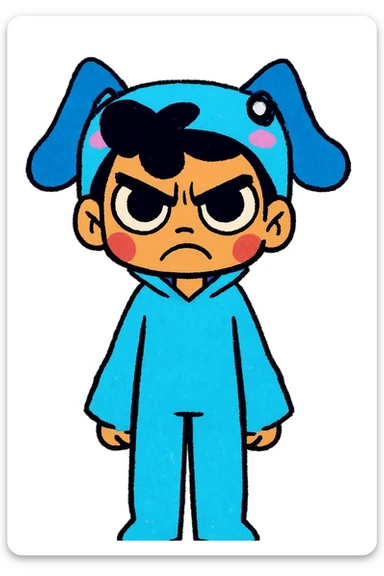 Keep the picture quality and style exactly the same as the original image. Edit the character to have an angry expression, preserving all details and style. sticker