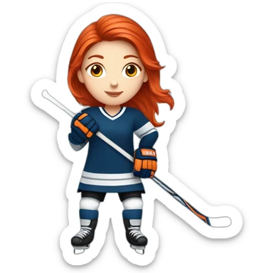 Red haired Girl ice hockey player sticker