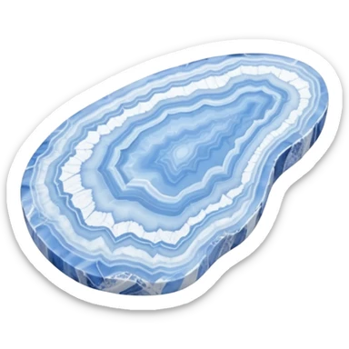 Polished blue lace agate gemstone with soft blue and white delicate patterns in layers sticker