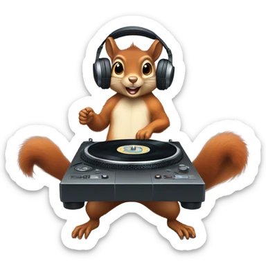 Squirrel as a dj sticker