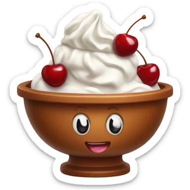 ice cream in a bowl with whipped cream and cherries  sticker