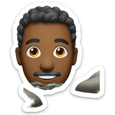 man swimming in river sticker