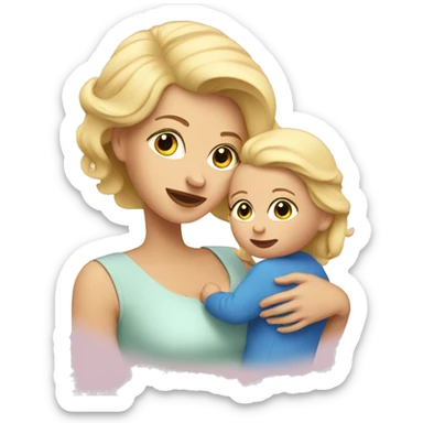 Blonde hair mom with baby  sticker