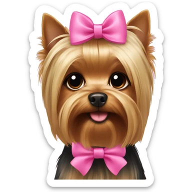 Yorkshire Terrier with pink bow sticker