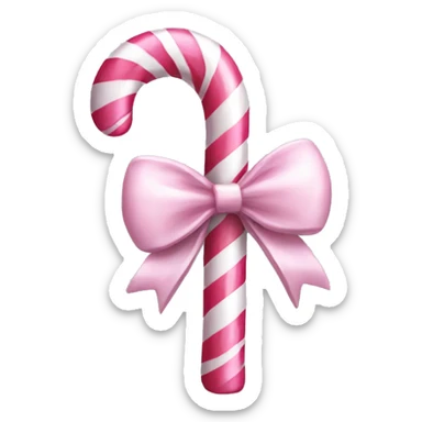 Pink candy cane silver bow sticker
