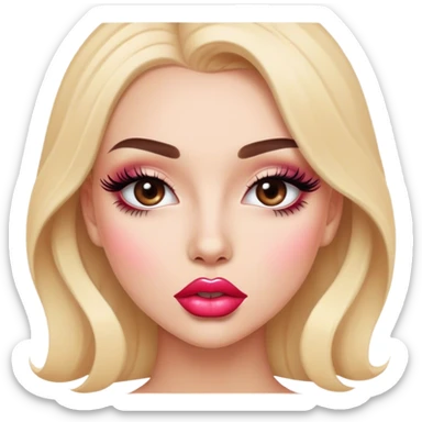 emoji with big lips and make up and eyelashes beautiful girl sticker