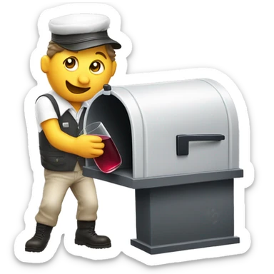 Funny Drunken postman leaning against mailbox with wine decanter sticker