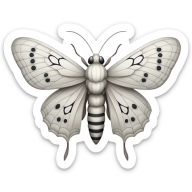 White and grey dusty moth sticker