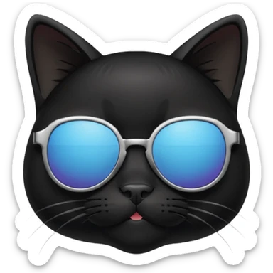 black cat wearing sunglasses, cool attitude sticker
