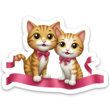 two cats at a ribbon cutting ceremony sticker