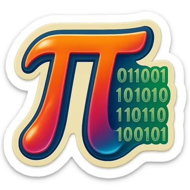  combine the π (pi) math symbol, binary code emerging from it. sticker