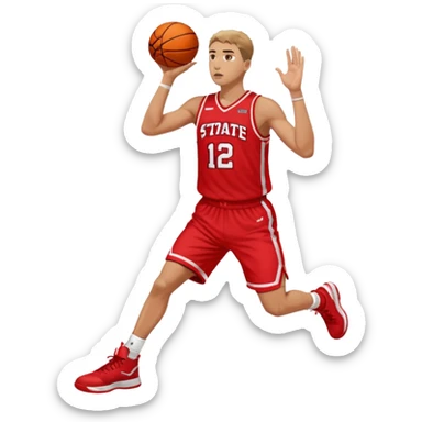 White Nc state basketball player shooting a three sticker