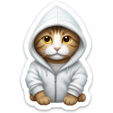 Cat wearing hoodie in snow sticker