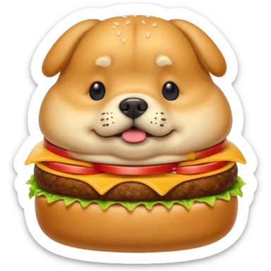 Fat dog eating hamburger  sticker