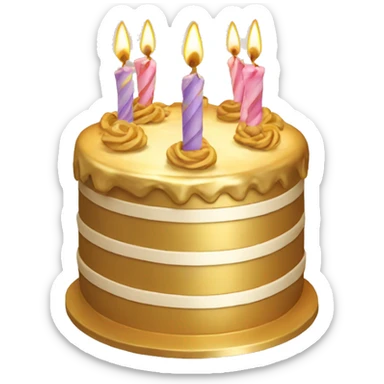 Gold birthday cake sticker