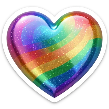 glitter heart with rainbow colors sticker