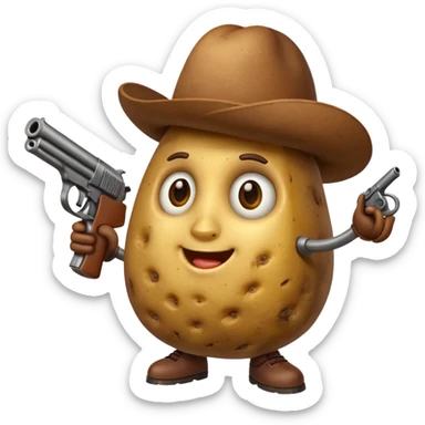 A potato with a gun sticker