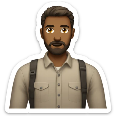 unhappy man with a beard and short scruffy brown hair wearing a buttoned shirt sticker