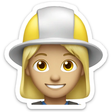 field worker with white skin and blond hair with yellow helmet sticker