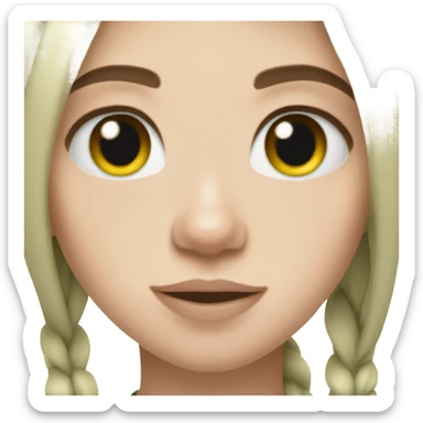Billie eilish with green roots and brown hair with blue eyes sticker