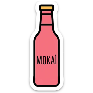 minimalist vector icon of a Mokai bottle, with Mokai logo and attributeGroup as owner, no background sticker