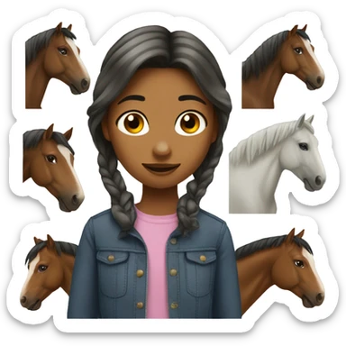 Horses and girl sticker