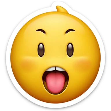 A yellow emoji face with its tongue out shaking its face sticker