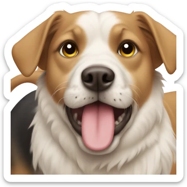 A dog kisses a dog and another dog is angry  sticker