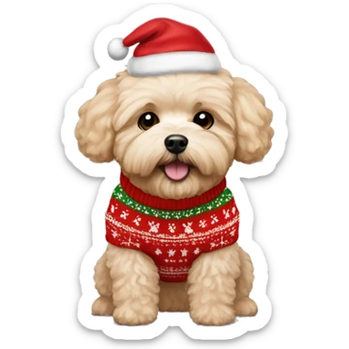 Maltipoo wearing Christmas sweater  sticker