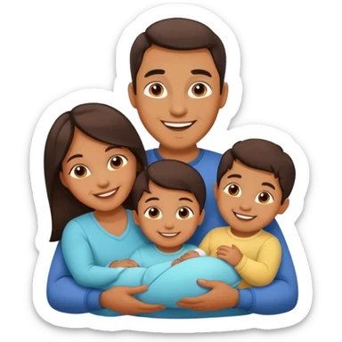 Mother and father with 3 babies sticker