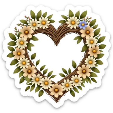 nature wreath heart, boho beautiful  sticker