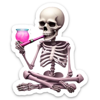 Skeleton with pink hookah  sticker
