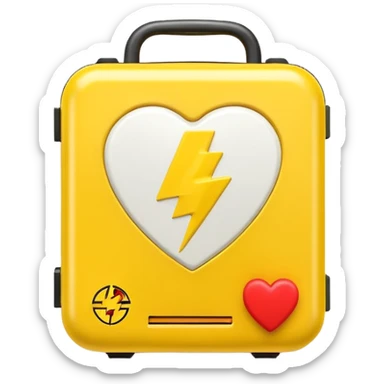 AED device with lightning bolt and heart, emergency, recognizable sticker