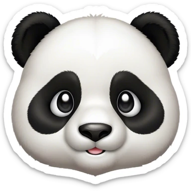 Cinematic Cute Panda Portrait Emoji, Head tilted playfully and inquisitively, featuring a fluffy, contrasting Fur of black and white with a charming expression and round, sparkling eyes filled with curiosity, Simplified yet irresistibly adorable features, highly detailed, glowing with a warm, friendly glow, high shine, affectionate and playful, stylized with a touch of bamboo whimsy, bright and endearing, soft glowing outline, capturing the essence of a mischievous yet loving panda, so playful it feels like it could roll out of the screen and into your arms! sticker