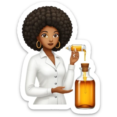 Hair growth oil serum bottle. Label has a black woman with long afro hair. sticker
