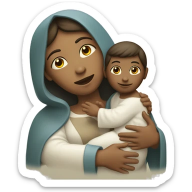 Maria mother of Jesus with Jesus in hands white skin sticker