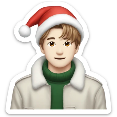 Jaehyun from NCT 127 wearing a Santa hat sticker