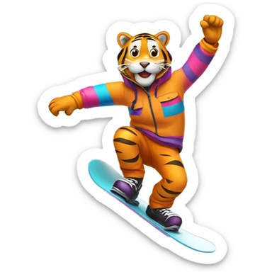 tiger snowboarding sticker