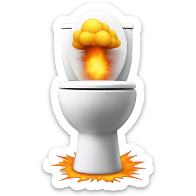 Toilet with explosion cloud sticker