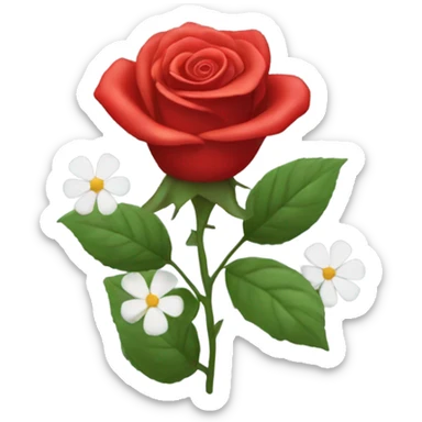 Red roses with little white flowers sticker