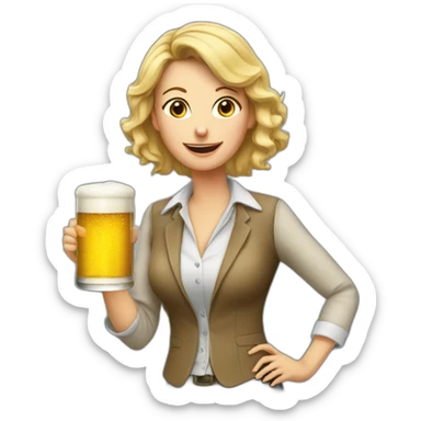 female crazy teacher drinking beer sticker