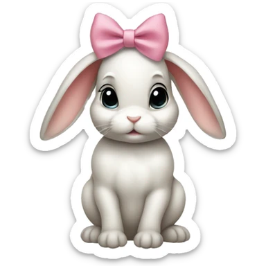 Baby bunny with coquette bow on ear sticker