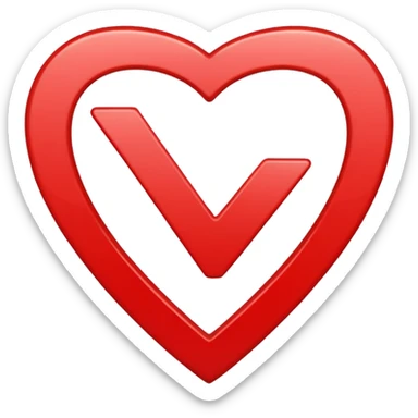 a red checkmark with a square sticker