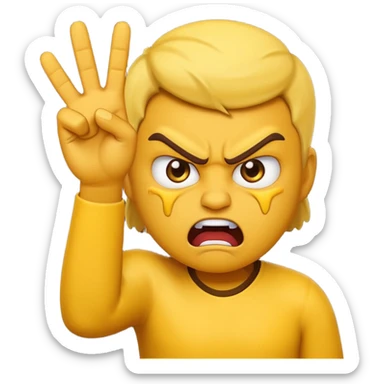 angry emoji with angry hand sign sticker