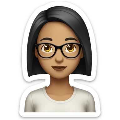 girl with glasses long straight black hair and light skin sticker