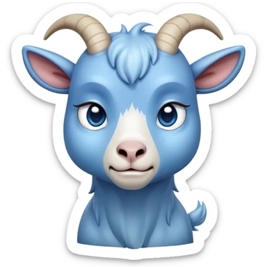 Disapppinted-crying with tears-cute-large-full body-blue goat-head tilted back sticker