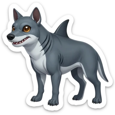 Cool 4-legged digitigrade edgy furry cute realistic Landhai-Shark-canine-Sharpedo-Hyena-hybrid-animal-Pokémon-Fakemon-fusion-creature  sticker