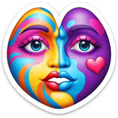 sealed with a kiss mark in psychedelic colors sticker
